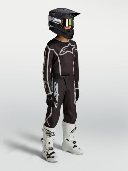 Alpinestars Jeugd Fluid Apex V2 Jersey 2027 Zwart Zilver - MxProStoreParts