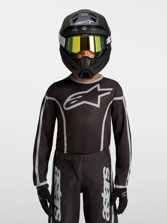 Alpinestars Jeugd Fluid Apex V2 Jersey 2027 Zwart Zilver - MxProStoreParts