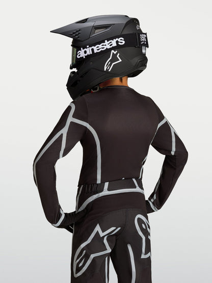 Alpinestars Jeugd Fluid Apex V2 Jersey 2027 Zwart Zilver - MxProStoreParts