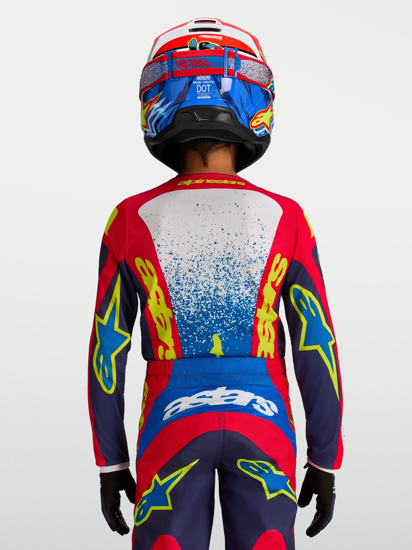 Alpinestars Jeugd Fluid Drag Jersey 2027 Blauw Navy Vuurrood Wit