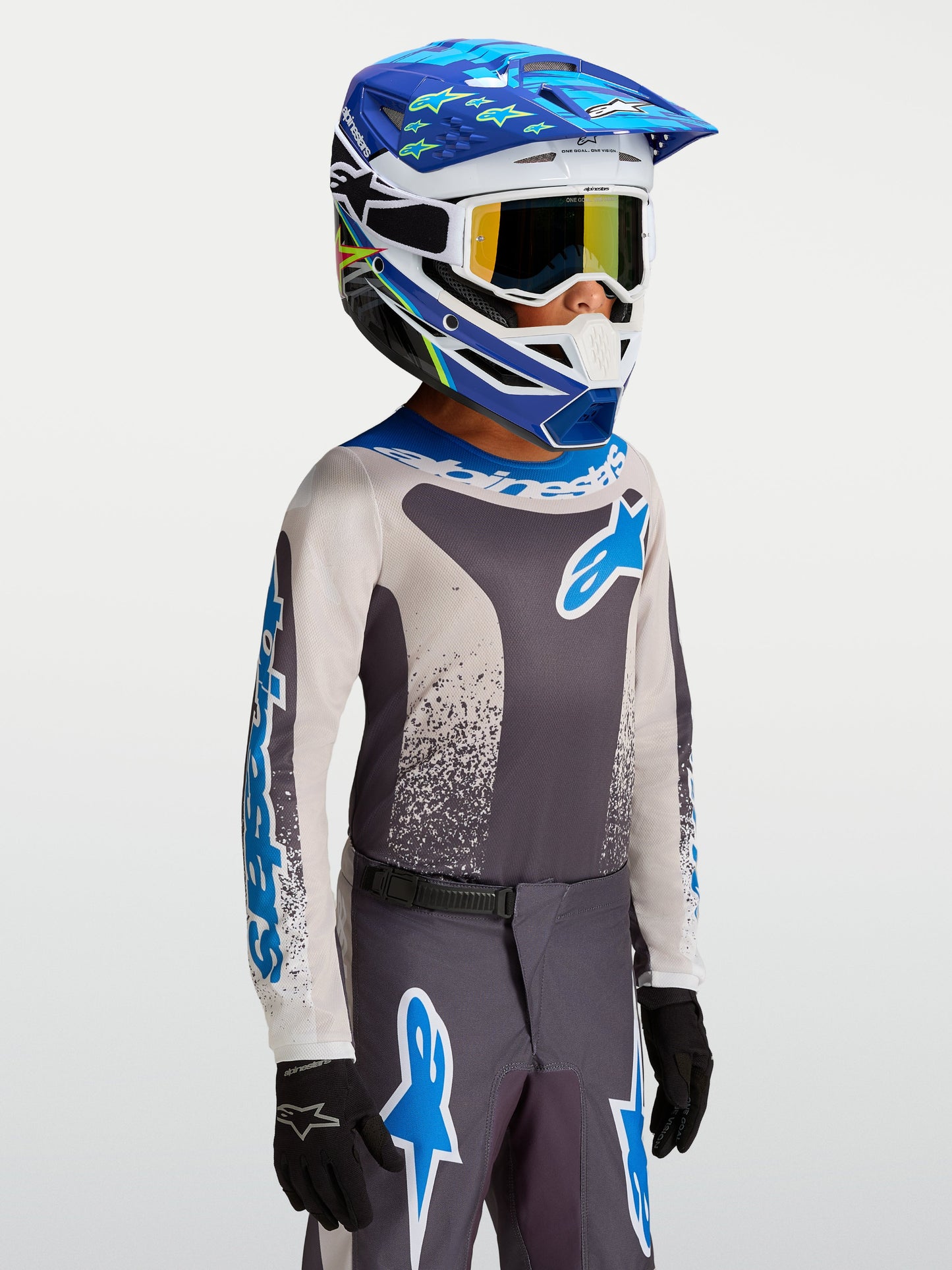 Alpinestars Jeugd Fluid Drag Jersey 2027 Graystone Licht Lila Ucla Blauw