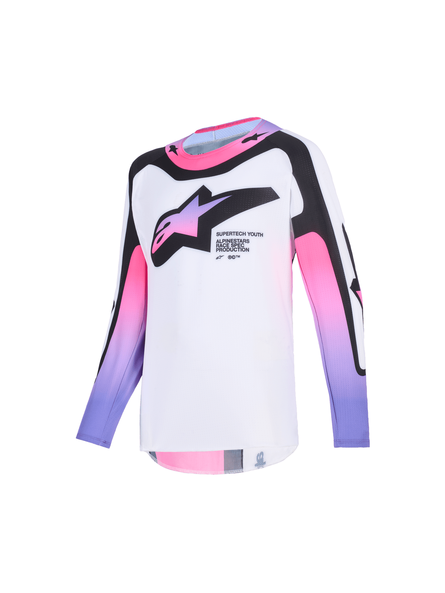 Alpinestars Jugend Supertech Vista Trikot 2026 – Weiß Lila Schwarz - MxProStoreParts