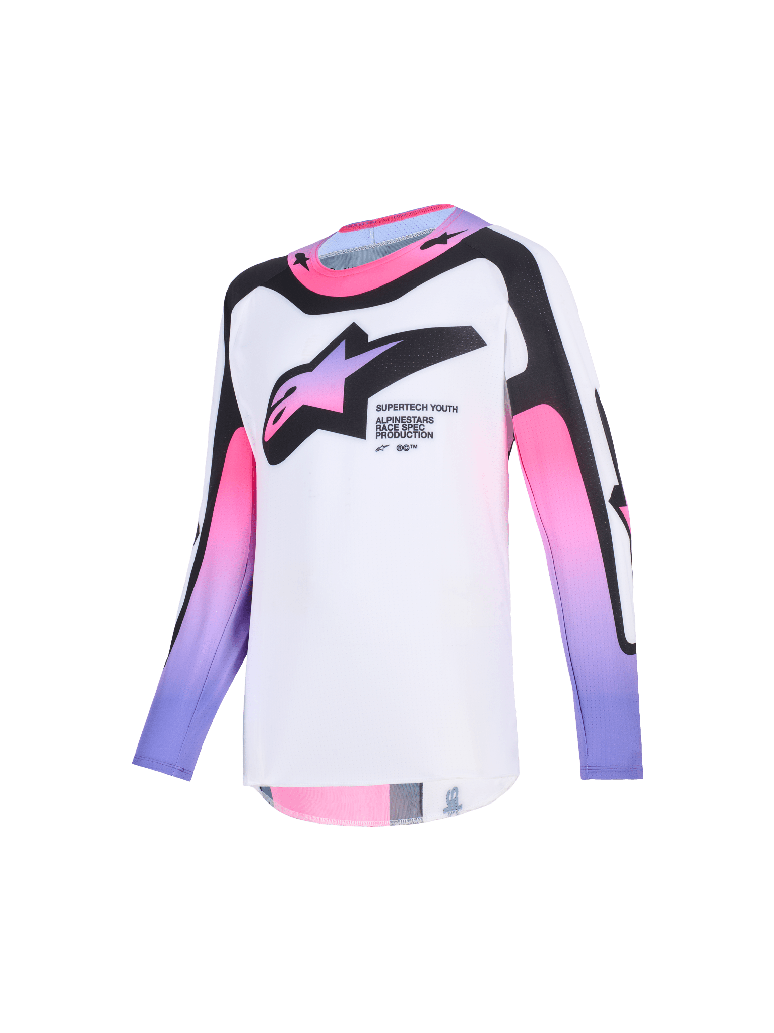 Alpinestars Jugend Supertech Vista Trikot 2026 – Weiß Lila Schwarz - MxProStoreParts