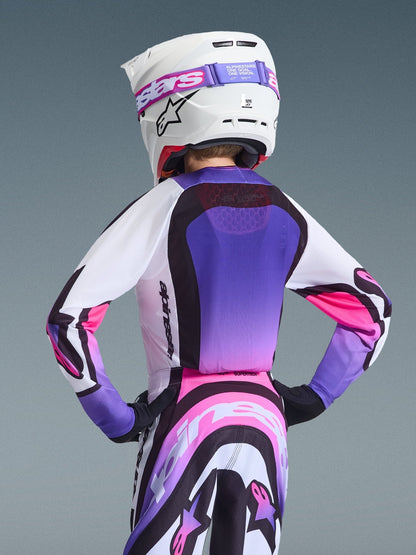 Alpinestars Jugend Supertech Vista Trikot 2026 – Weiß Lila Schwarz - MxProStoreParts