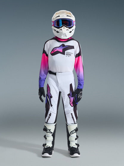 Alpinestars Jugend Supertech Vista Trikot 2026 – Weiß Lila Schwarz - MxProStoreParts