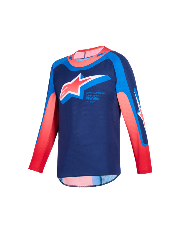 Alpinestars Jeugd Supertech Vista Jersey 2026 Dark Navy Hot Coral Cobalt