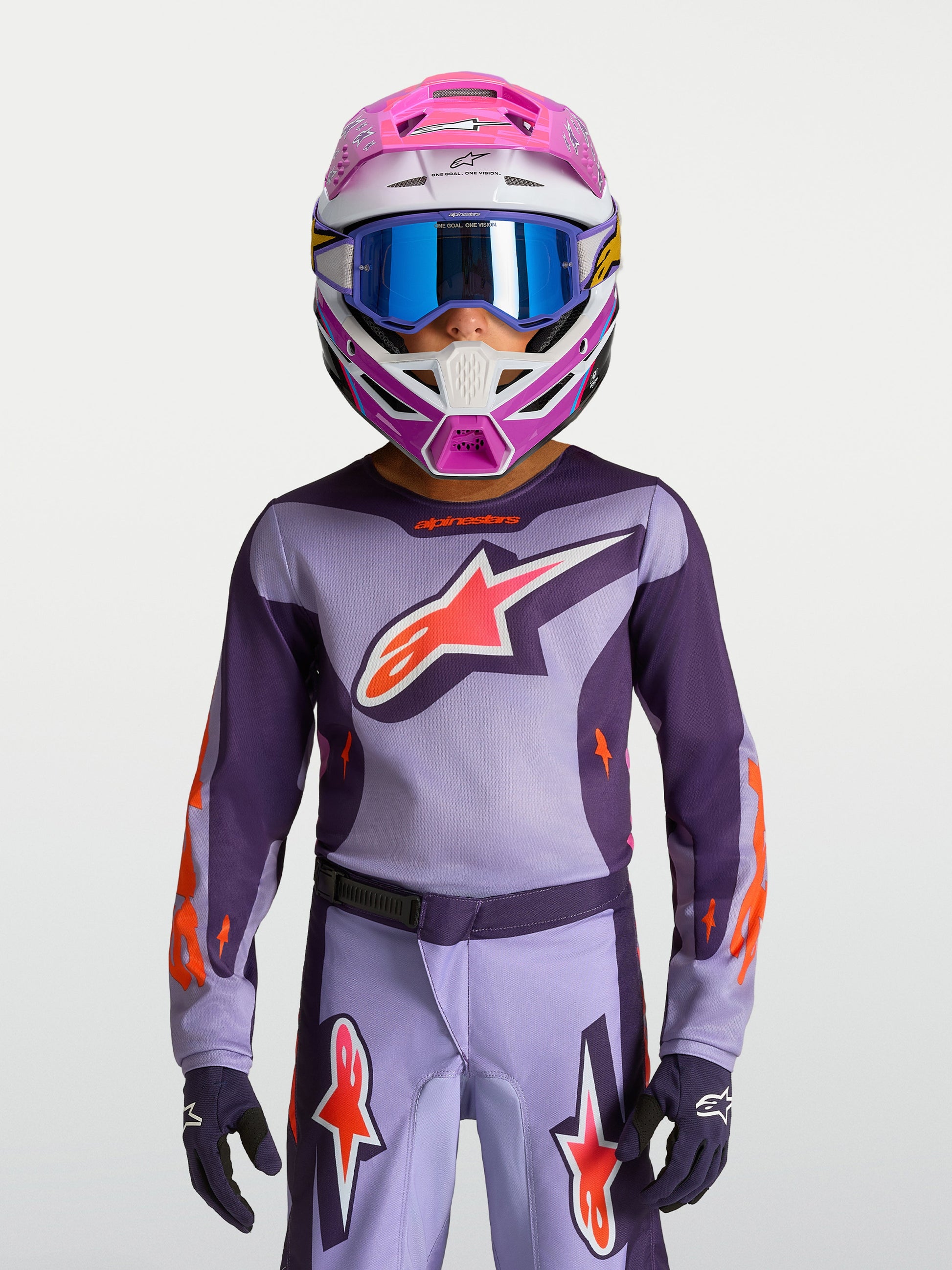 Youth Fluid Hunt Jersey Licht Violet Diep Paars Roze Fluo