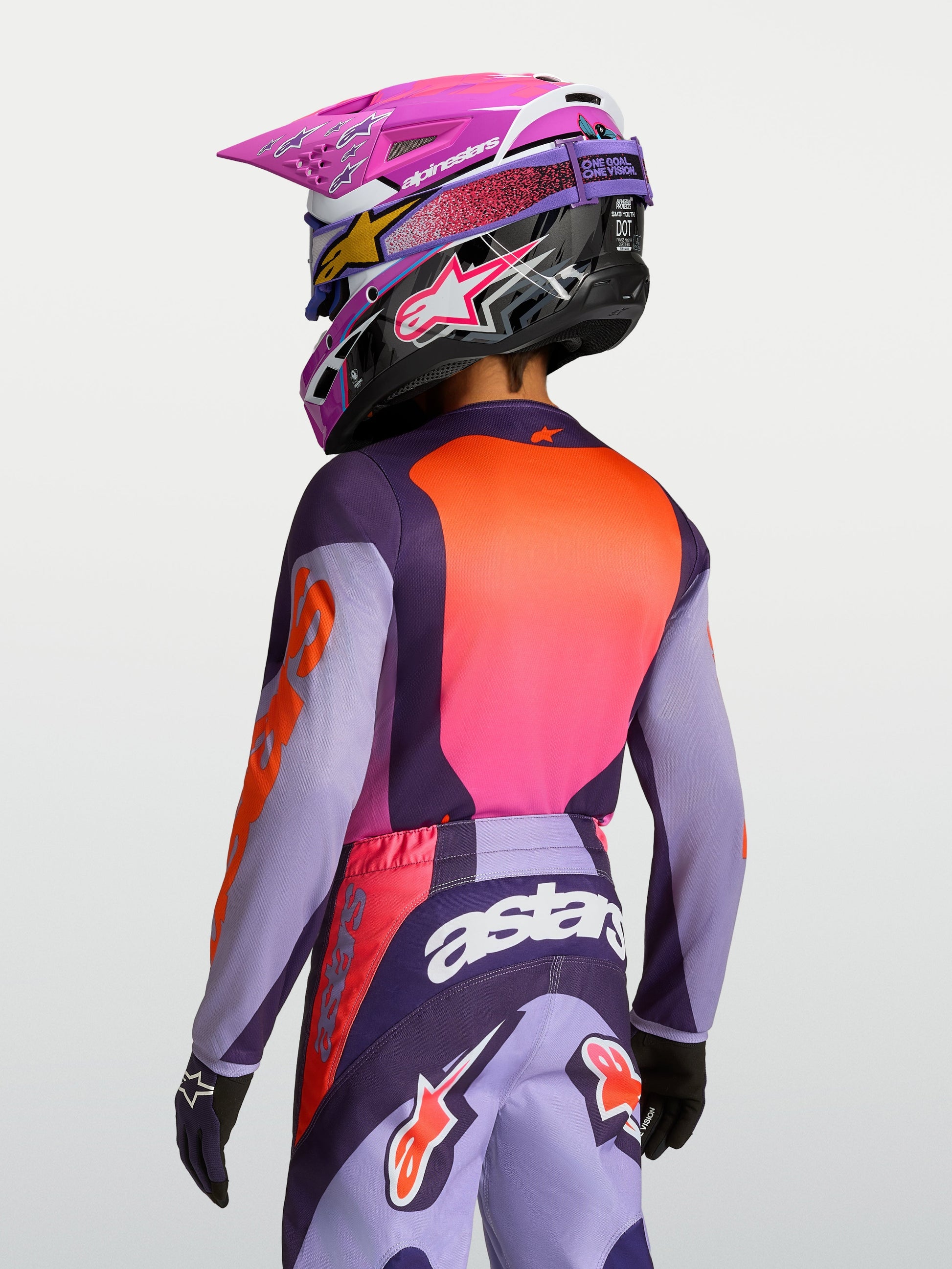 Youth Fluid Hunt Jersey Licht Violet Diep Paars Roze Fluo
