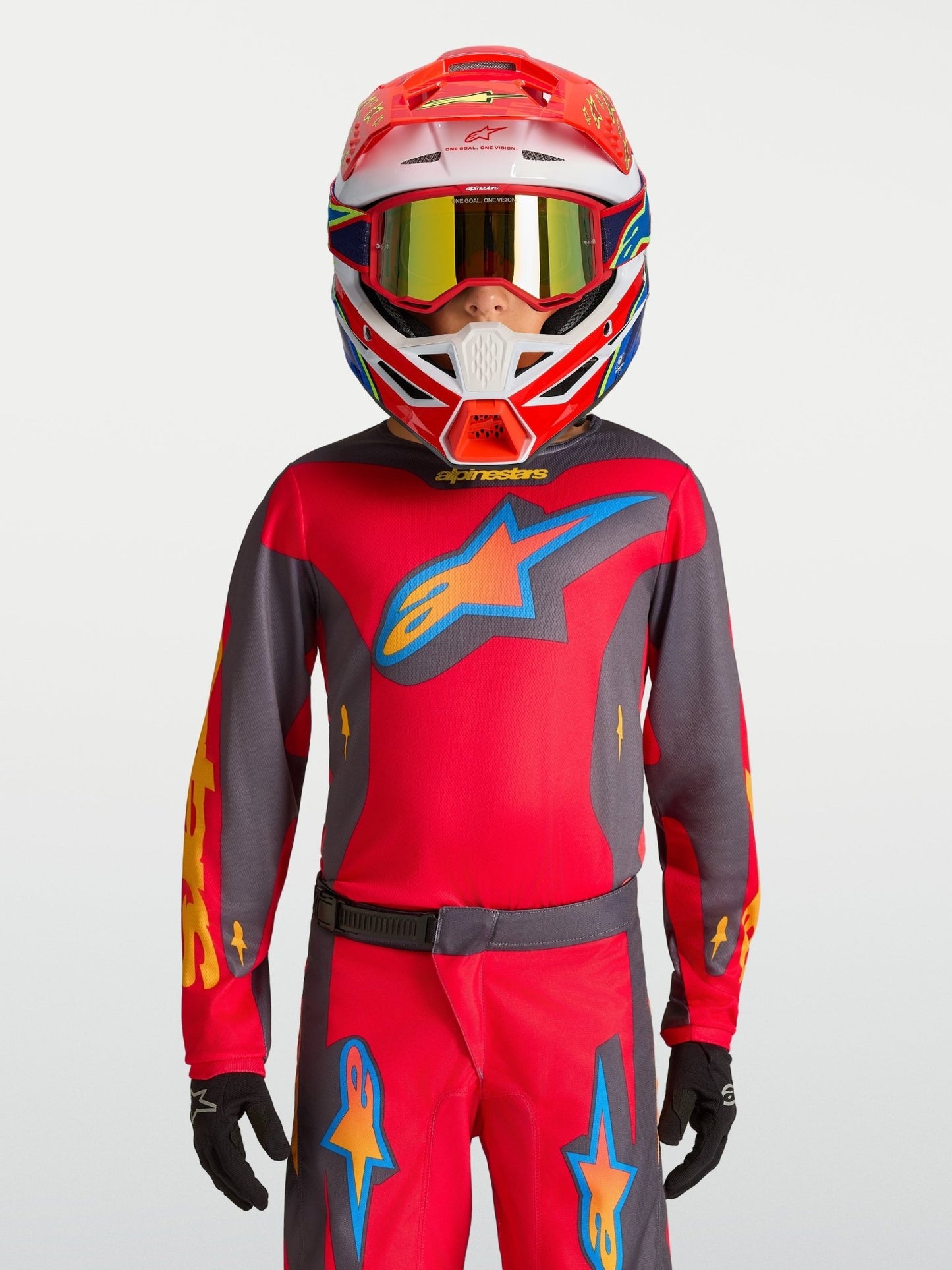 Alpinestars Jeugd Fluid Hunt Jersey Vuurrood Graystone Koraalrood - MxProStoreParts