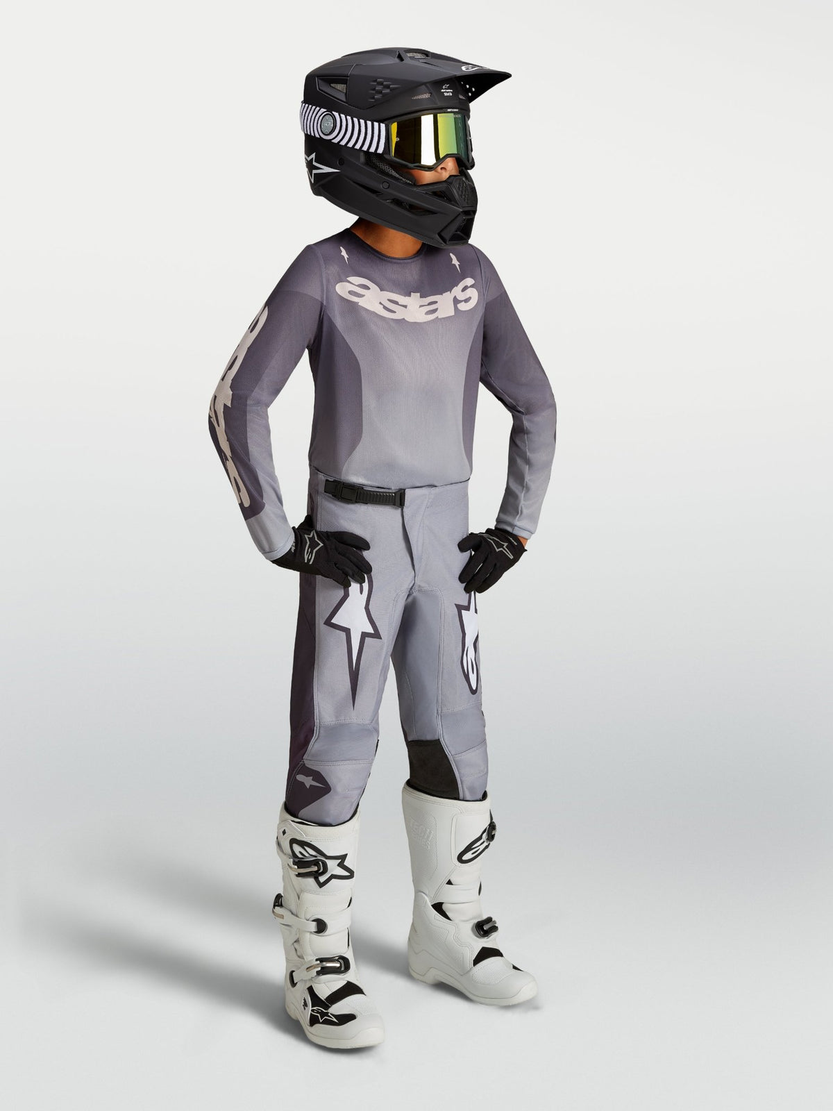 Alpinestars Jeugd Fluid Amber Jersey Graystone Cold Gray Licht Lila - MxProStoreParts