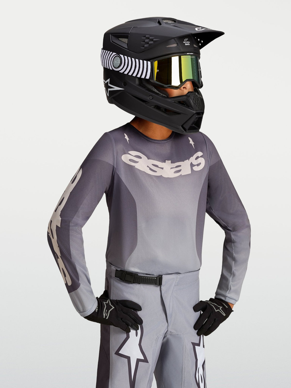 Alpinestars Jeugd Fluid Amber Jersey Graystone Cold Gray Licht Lila - MxProStoreParts