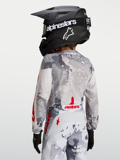 Alpinestars Jeugd Fluid Lone Jersey 2027 Grijs Camo Wit Vuurrood