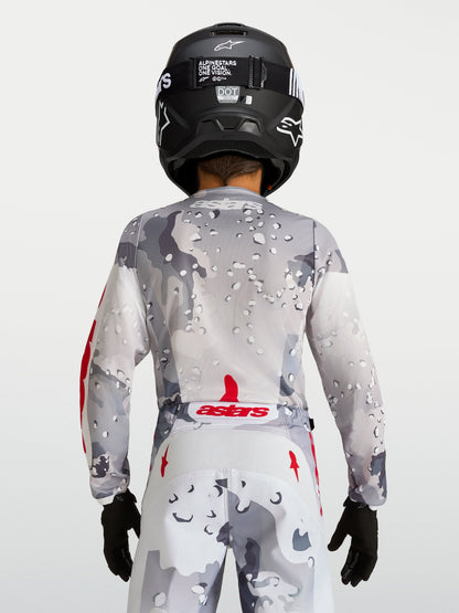 Alpinestars Jeugd Fluid Lone Jersey 2027 Grijs Camo Wit Vuurrood