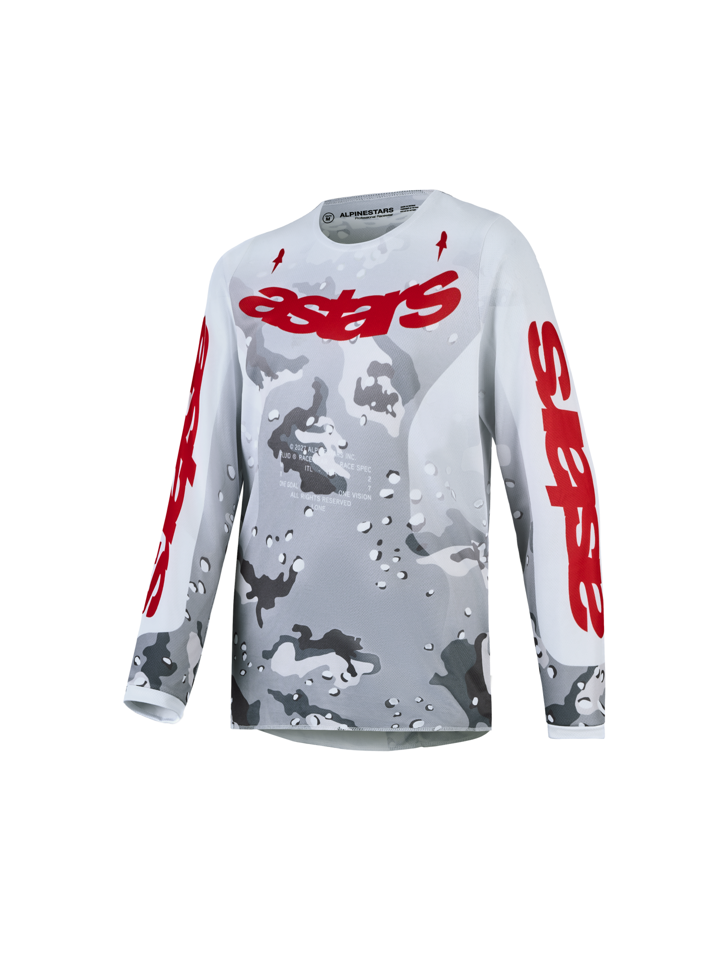 Alpinestars Jeugd Fluid Lone Jersey 2027 Grijs Camo Wit Vuurrood