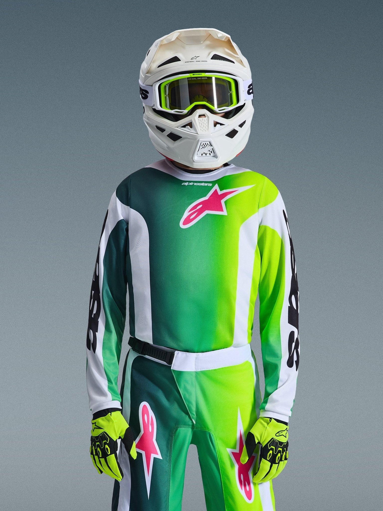 Alpinestars Jugend Fluid Portl Trikot 2026 Grün Weiß Schwarz - MxProStoreParts