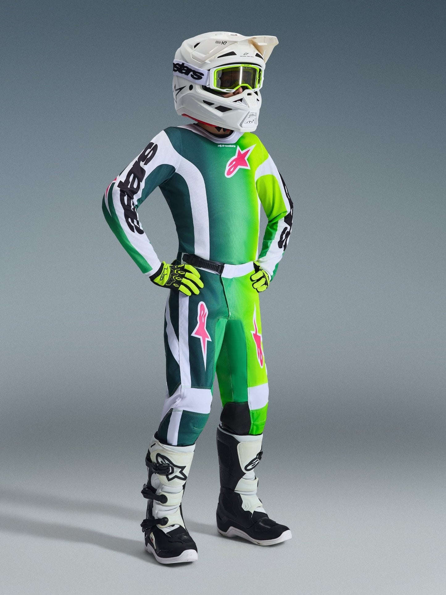 Alpinestars Jugend Fluid Portl Trikot 2026 Grün Weiß Schwarz - MxProStoreParts