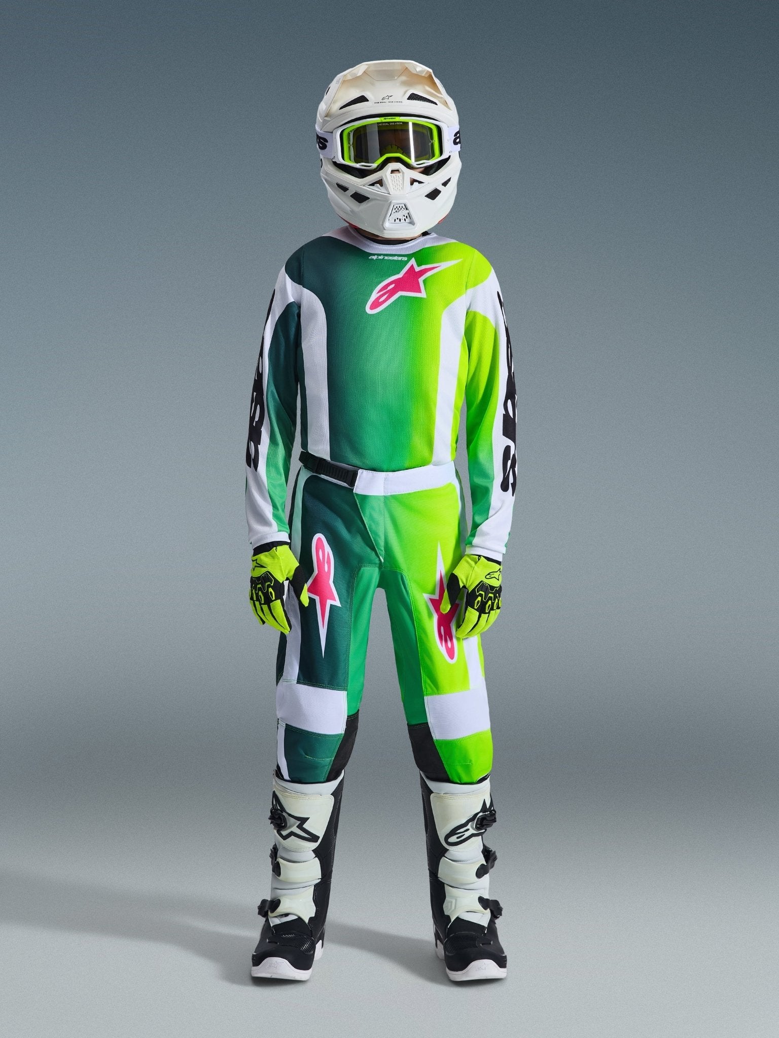 Alpinestars Jugend Fluid Portl Trikot 2026 Grün Weiß Schwarz - MxProStoreParts