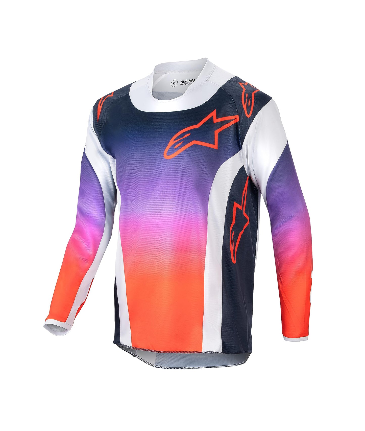 Alpinestars 2024 Racer Hoen Kinder cross shirt Licht Grijs / Hot Oranje / Zwart Maat XL