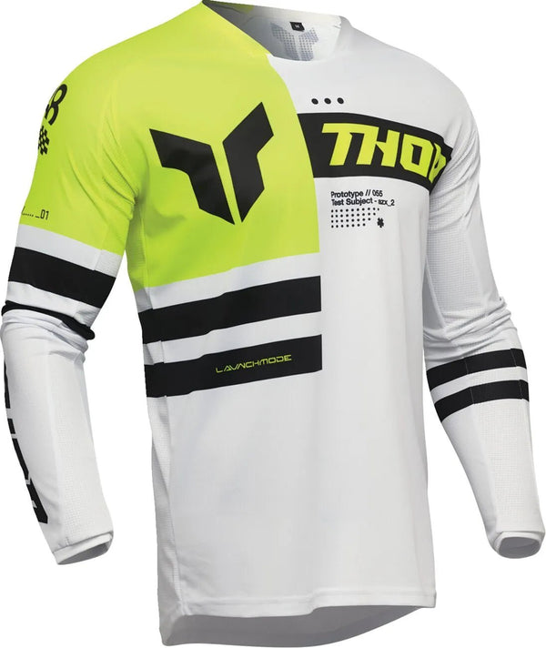 THOR Launchmode Dozer crossshirt – Acidgeel/Zwart/Wit