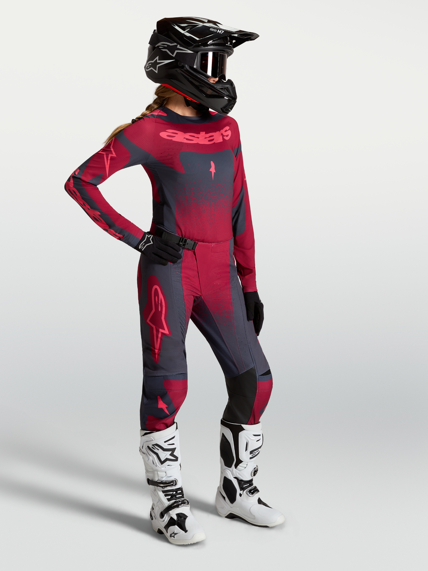 Alpinestars Stella Techstar Swan Broek 2027 Crimson Dark Gray Rouge Red