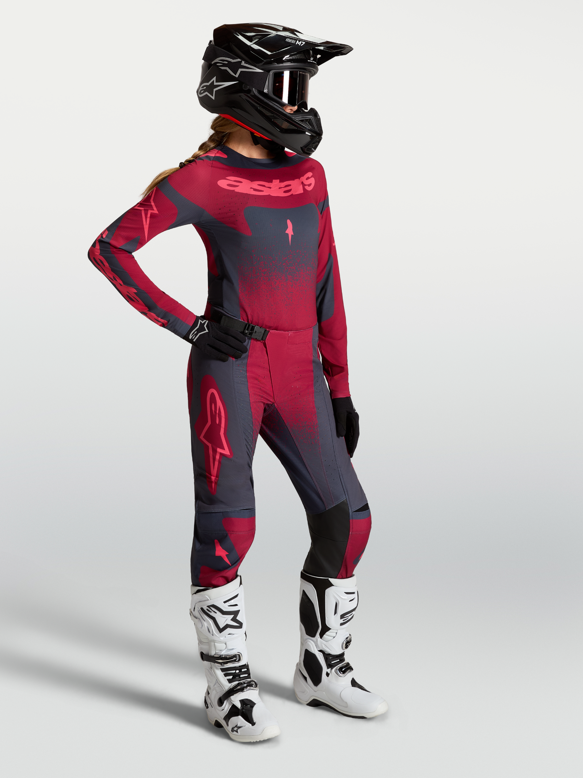 Alpinestars Stella Techstar Swan Broek 2027 Crimson Dark Gray Rouge Red