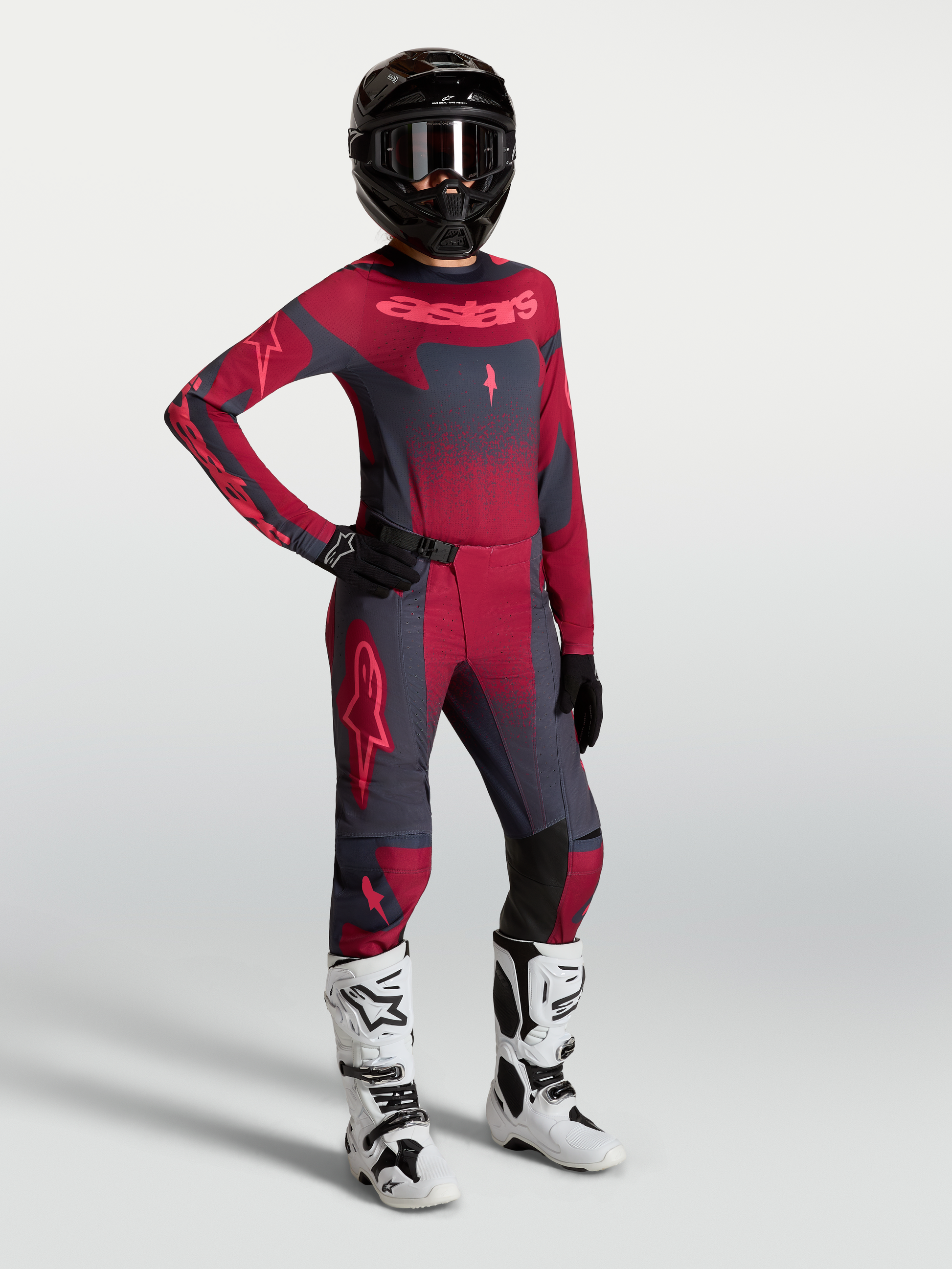 Alpinestars Stella Techstar Swan Broek 2027 Crimson Dark Gray Rouge Red
