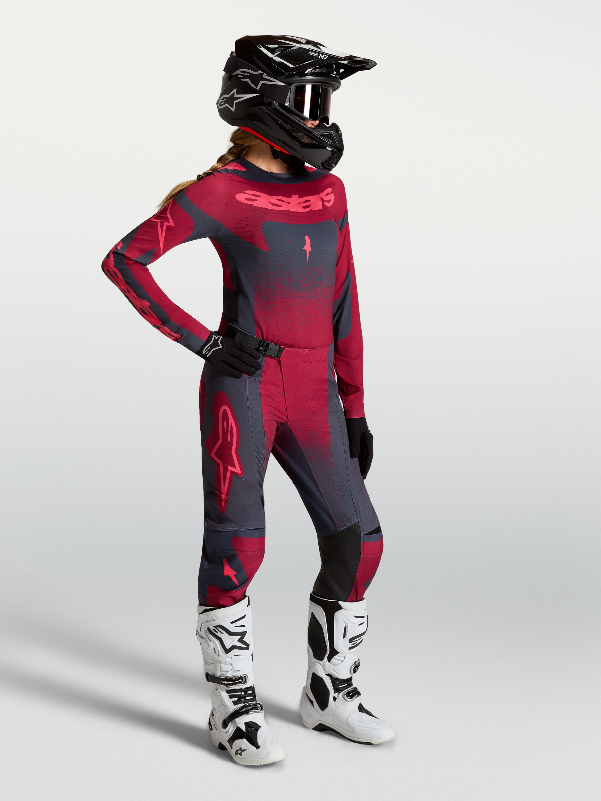 Alpinestars Stella Techstar Swan Jersey 2027 Crimson Dark Gray Rouge Red