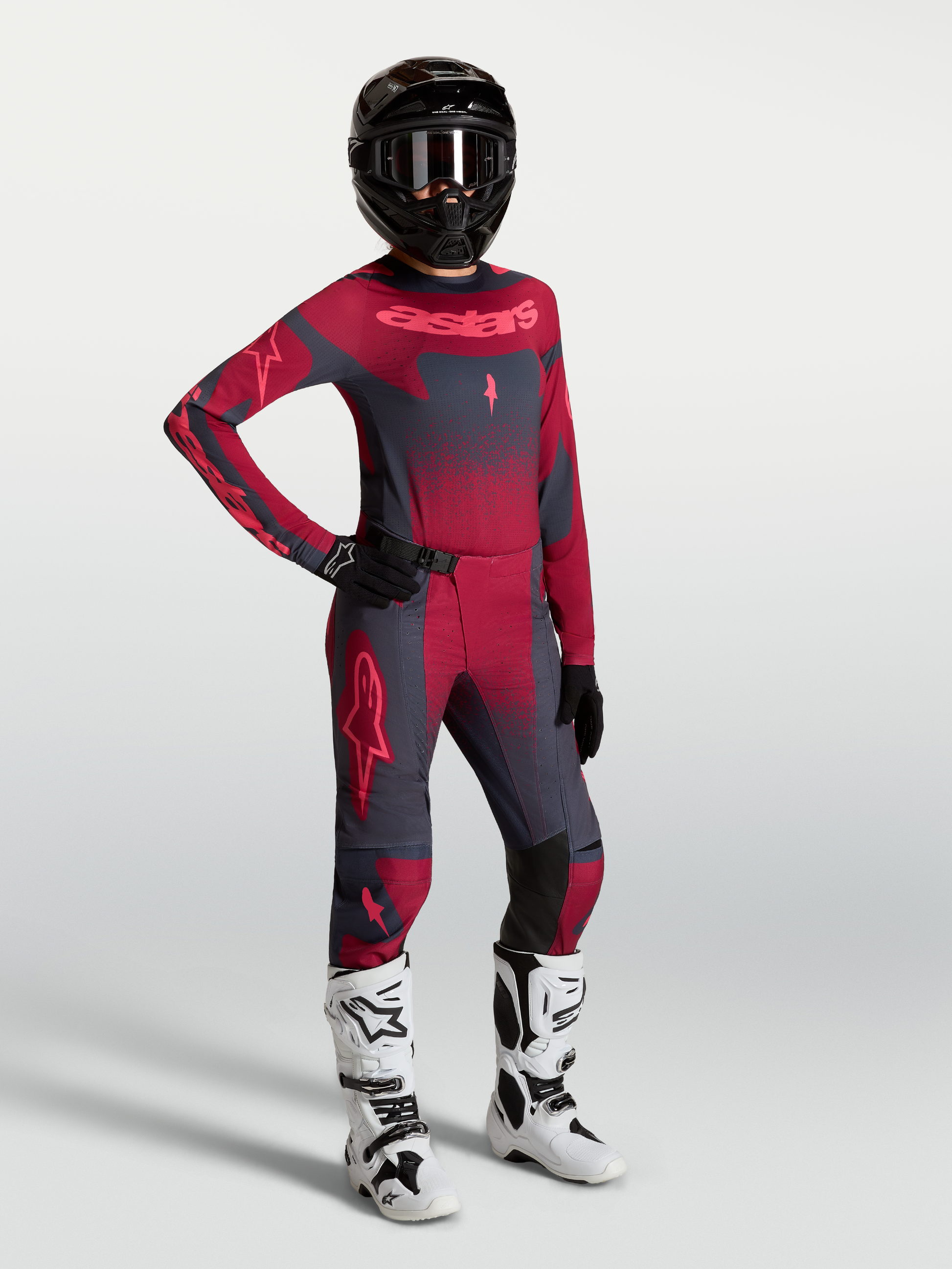 Alpinestars Stella Techstar Swan Jersey 2027 Crimson Dark Gray Rouge Red