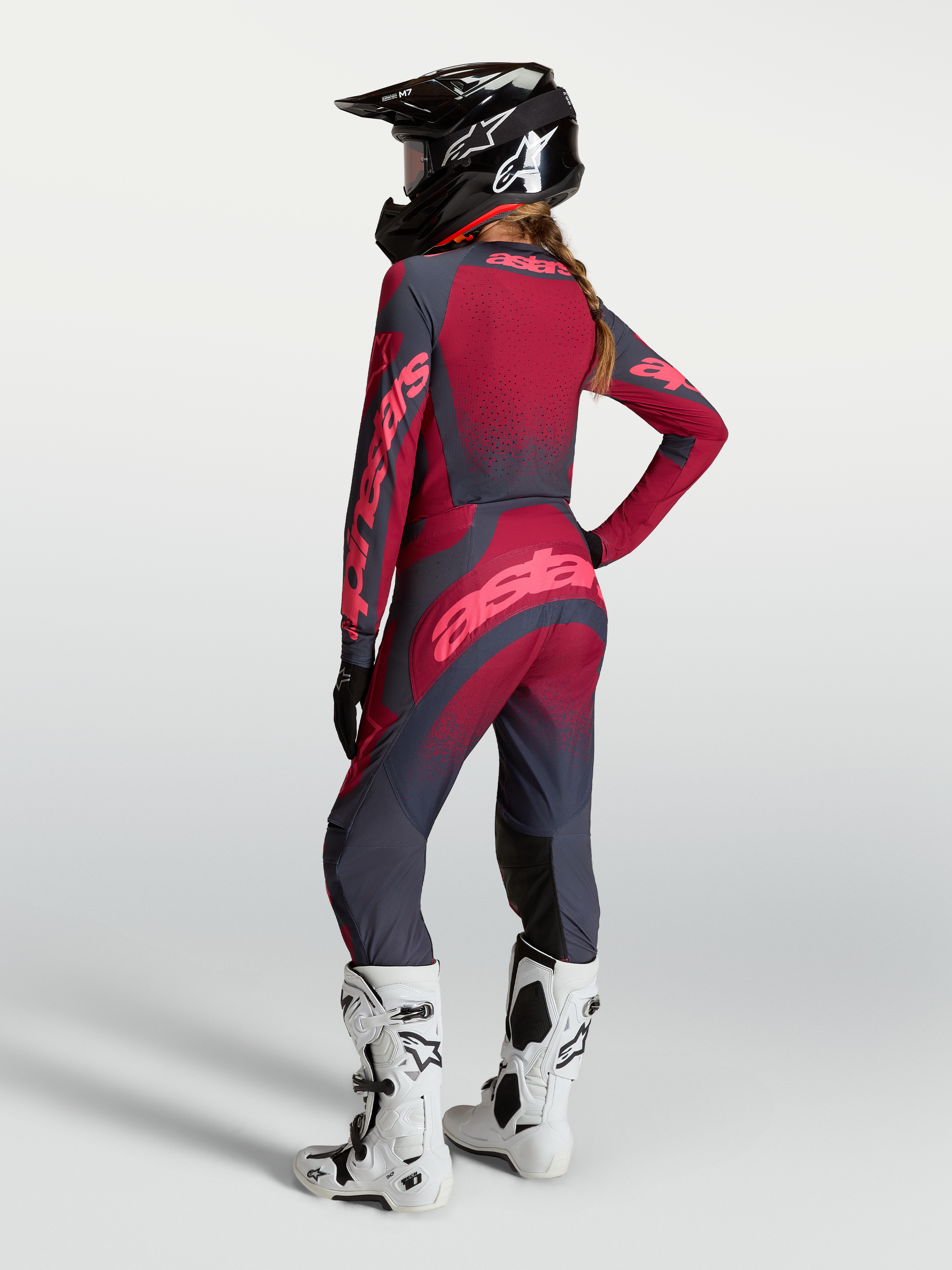 Alpinestars Stella Techstar Swan Jersey 2027 Crimson Dark Gray Rouge Red
