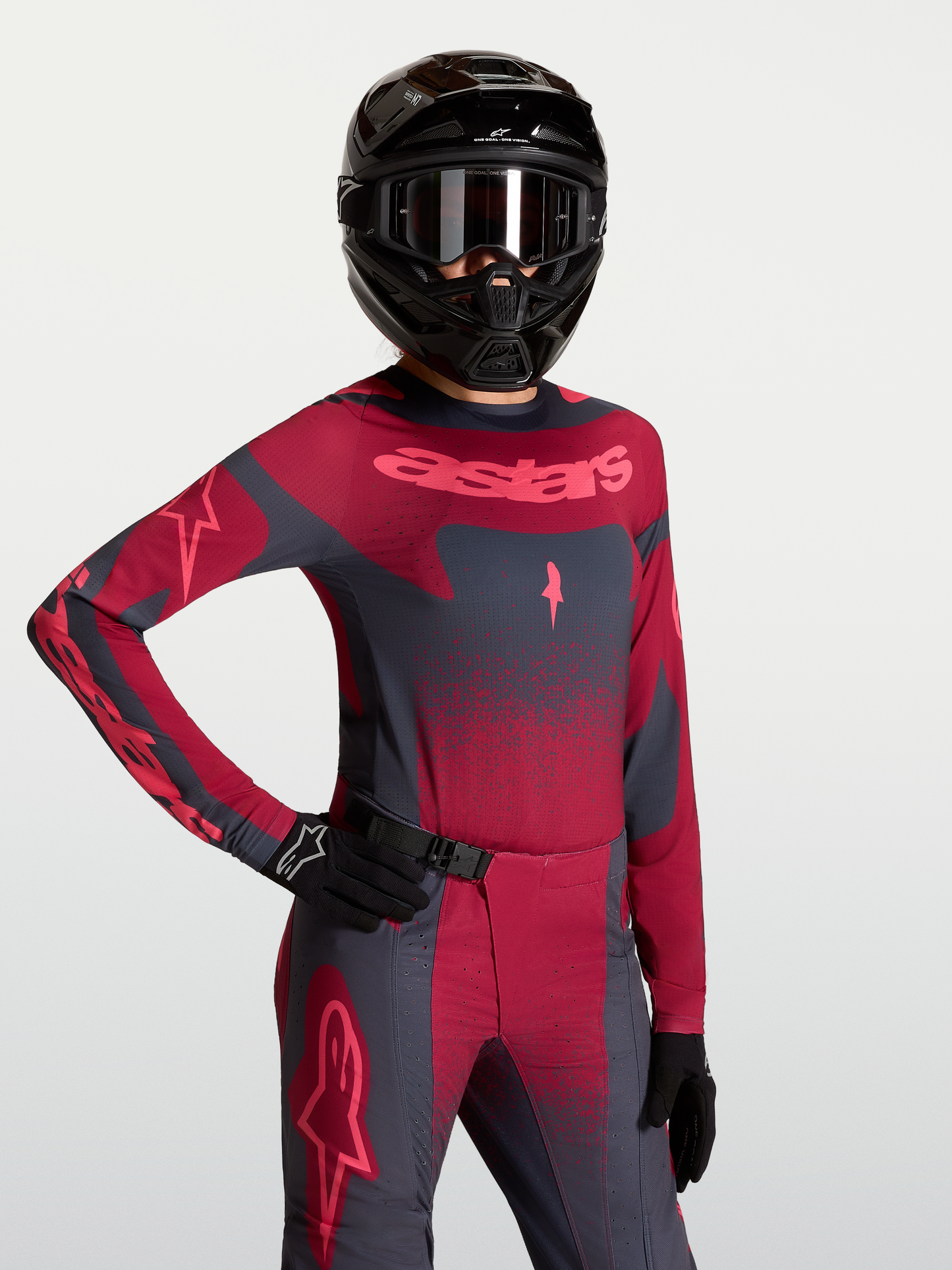 Alpinestars Stella Techstar Swan Jersey 2027 Crimson Dark Gray Rouge Red