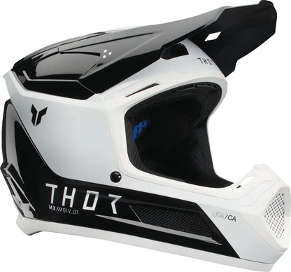 THOR Fleet Storm jeugd crosshelm – Zwart/Wit glanzend