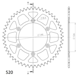 Supersprox Alu Rear sprocket SU RM125/250/450 Black 52