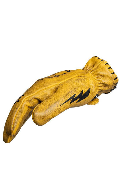 JOHN DOE Coyote leren herenhandschoenen zwart/geel – maat L - MxProStoreParts