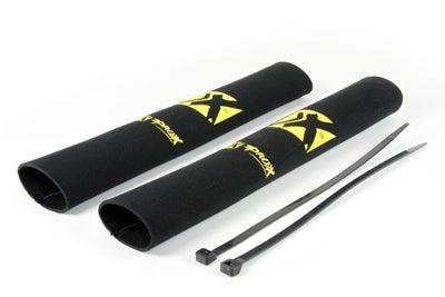 ProX neoprene fork seal protectors 360 x 44-50 mm, two black sleeves with yellow ProX logo plus two ties