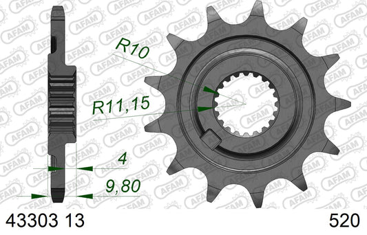 AFAM voortandwiel 13 tands staal Sherco 125cc