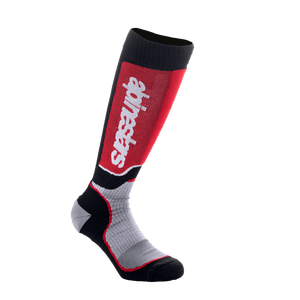 Alpinestars Calcetines de Motocross MX Plus para Jóvenes, con Tecnología Dryarn de Corte Tobillera, Talla M/L, Negro, Gris y Rojo