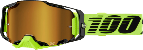 100% Armega Crossbril Neon Yellow - Gold mirror lens ( 2024 collection )