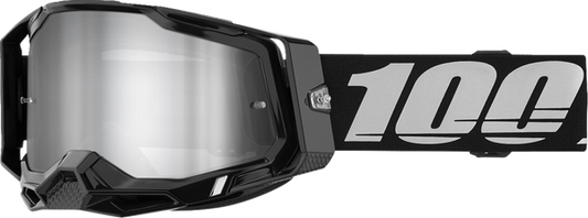 100% Racecraft 2 crossbril Zwart - Zilvere Spiegel Lens ( 2024 collectie )