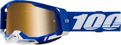 100% Racecraft 2 crossbril Blauw - Goude Spiegel Lens ( 2024 collectie )