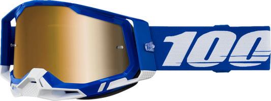 100% Racecraft 2 crossbril Blauw - Goude Spiegel Lens ( 2024 collectie )