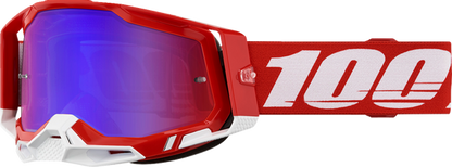 100% Racecraft 2 crossbril Rood- Rode/Blauwe Spiegel Lens ( 2024 collectie )