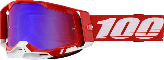 100% Racecraft 2 crossbril Rood- Rode/Blauwe Spiegel Lens ( 2024 collectie )