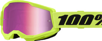 100% Strata 2 Crossbril Fluor Geel - Roze Spiegel lens ( 2026 collection )