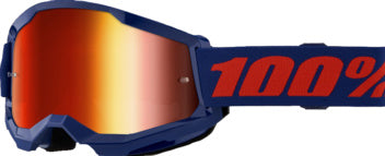 100% Strata 2 Crossbril Navy Blauw - Rode Spiegel lens ( 2026 collection )
