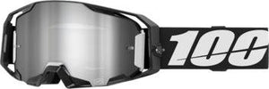100% Armatic Motocross Goggles Black - Silver mirror lens (2025 Collection)