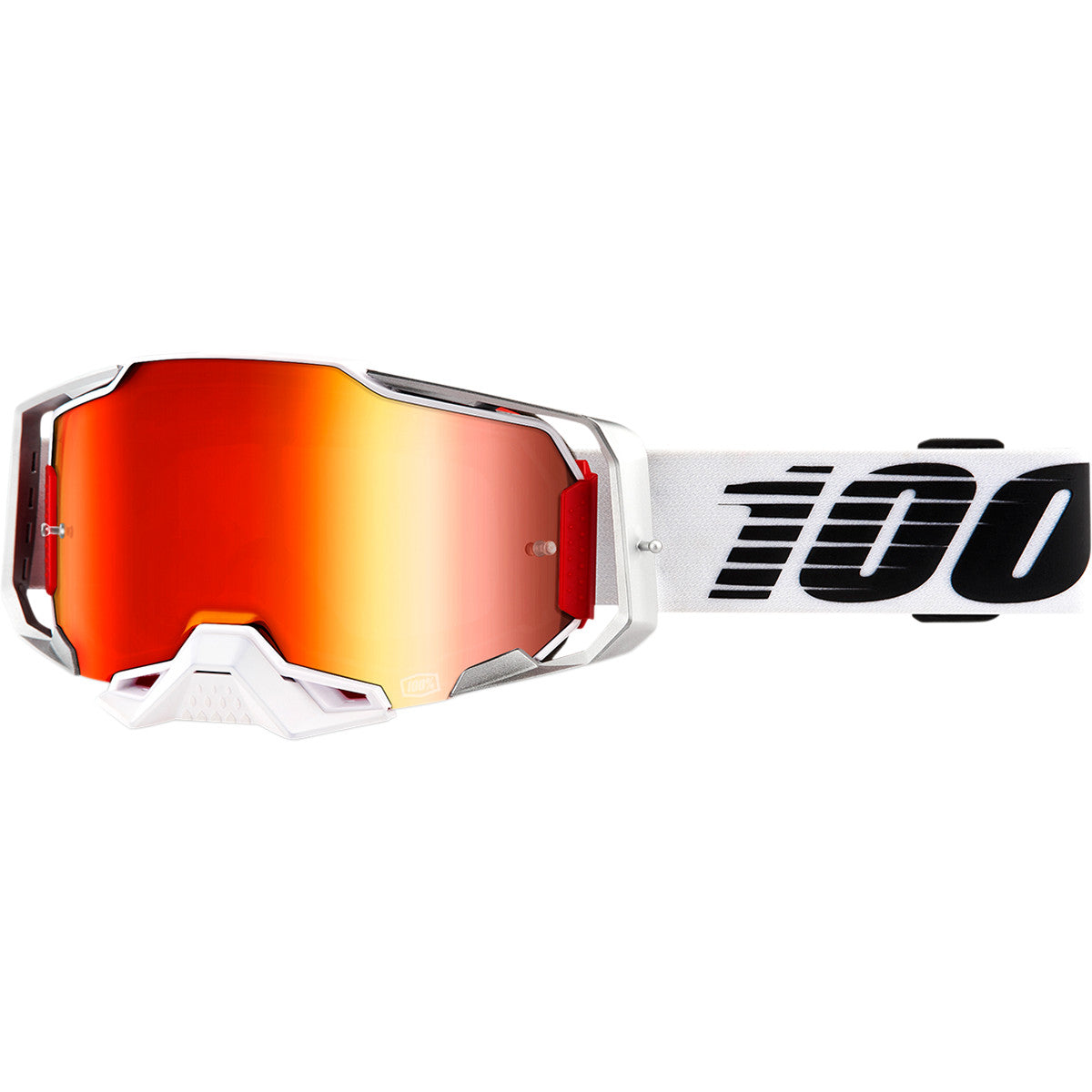 100% Armega Lightsaber Crossbril Rood / Wit - Red Mirror lens ( Spring 2022 collection )
