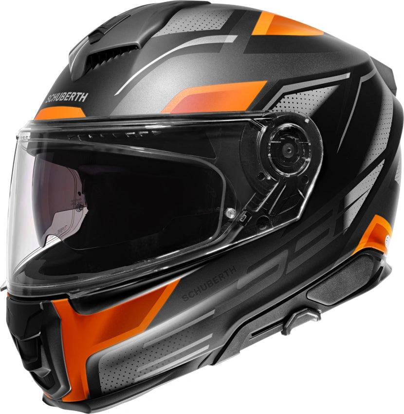 Schuberth S3 Storm matte orange motorcycle helmet with tinted visor