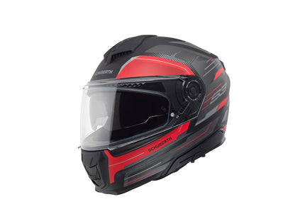 Schuberth S3 Apex helmet in anthracite with red graphic accents and clear visor