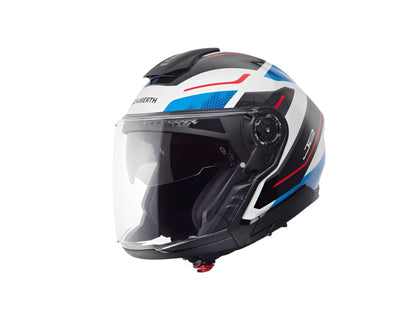 Schuberth J2 Sigma blue/white motorcycle helmet with clear visor