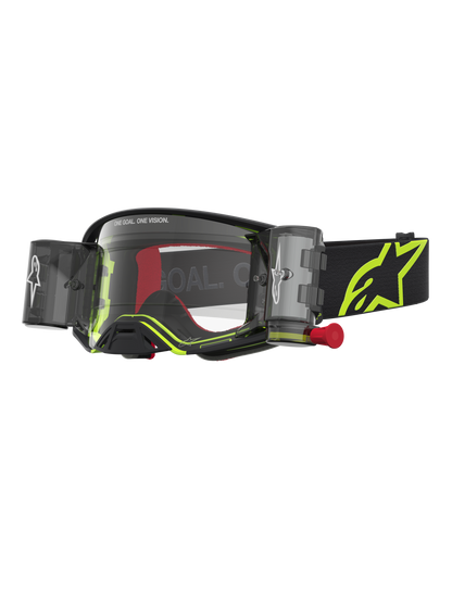 Alpinestars Supertech Firma Roll-Off Veiligheidsbril Zwart Geel Fluo Transparant